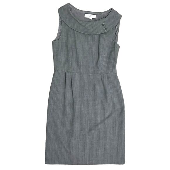 Tahari Arthur S. Levine (12) Pinstripe Fold Collar Sleeveless Sheath Dress Lined - Picture 13 of 14